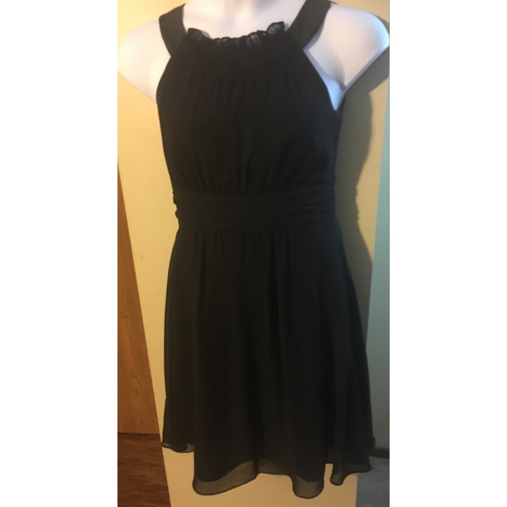 Alfred Angelo Black Chiffon Circle Halter Dress